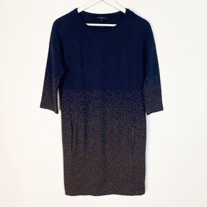 CLEARANCE - La Fee Maraboutee Navy Blue and Brown Speckled Sweater Dress
